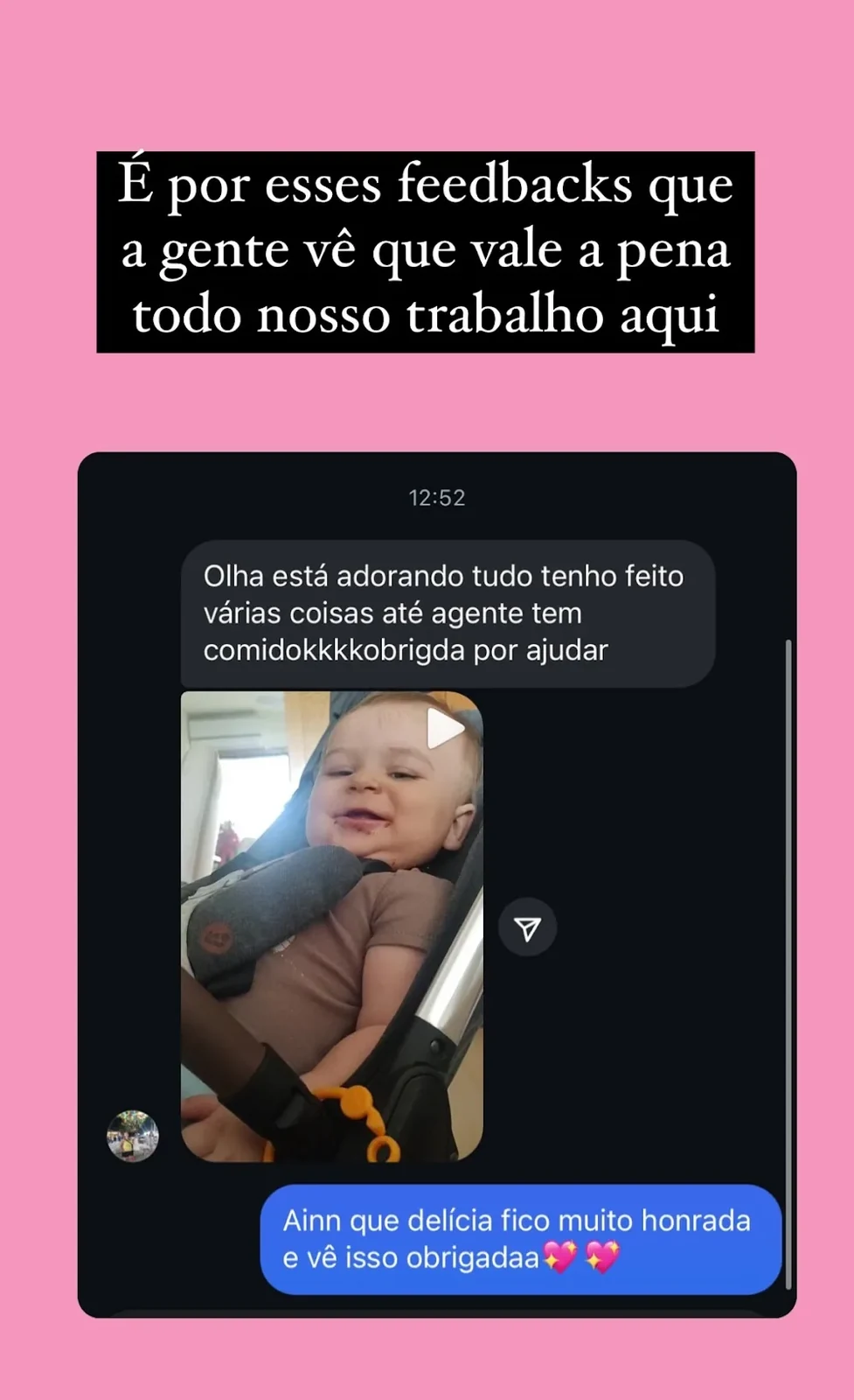 Depoimento em story
